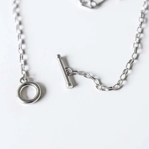 Silver Layered Toggle Choker Necklace - Picture 3 of 3